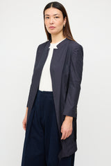 Dries Van Noten Navy Cotton & Silk Convertible Coat