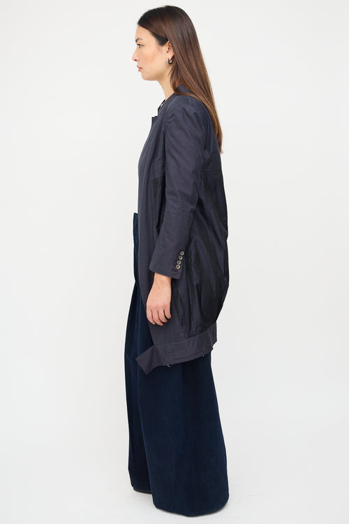 Dries Van Noten Navy Cotton & Silk Modular Coat