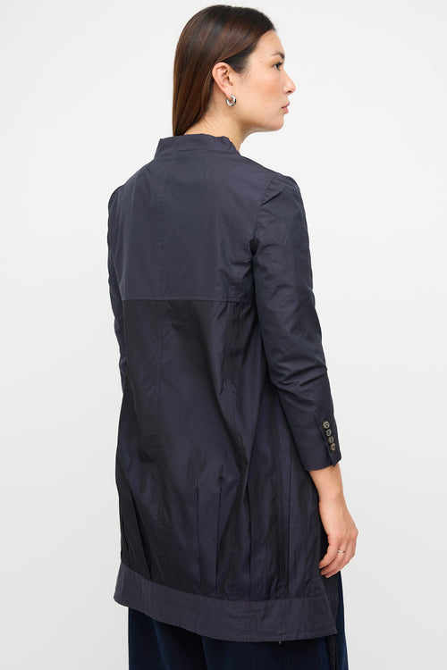 Dries Van Noten Navy Cotton & Silk Modular Coat