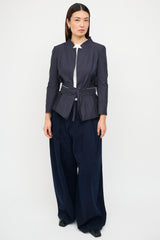 Dries Van Noten Navy Cotton & Silk Convertible Coat
