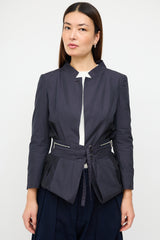 Dries Van Noten Navy Cotton & Silk Convertible Coat
