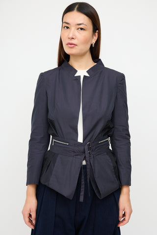 Dries Van Noten Navy Cotton & Silk Modular Coat