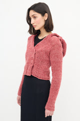 Dries Van Noten Pink Cropped Knit Cardigan