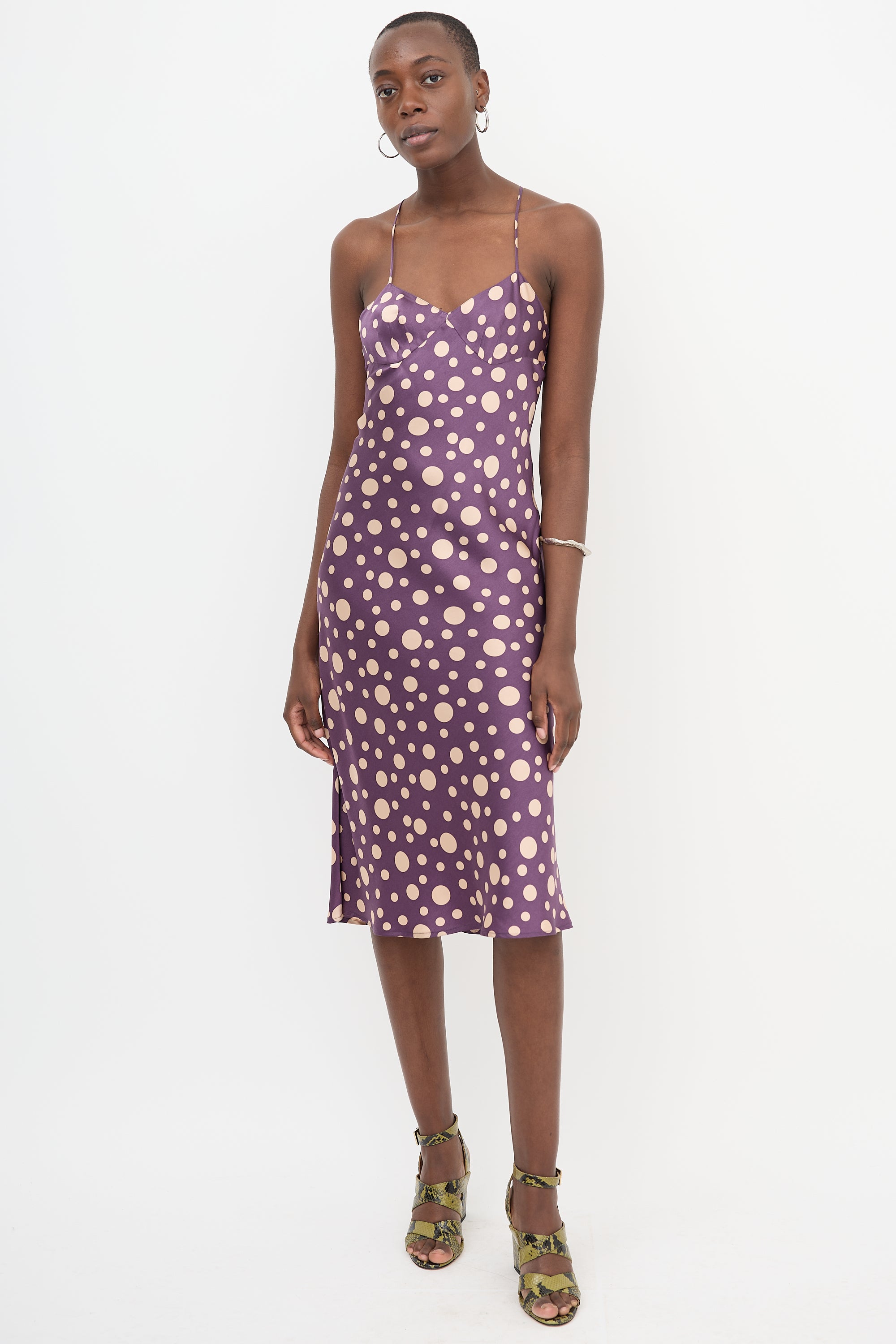 dries van noten purple dress Dries Van Noten Printed Silk Midi Dress