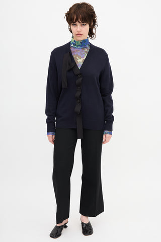 Dries Van Noten Wool Grosgrain Ribbon Cardigan