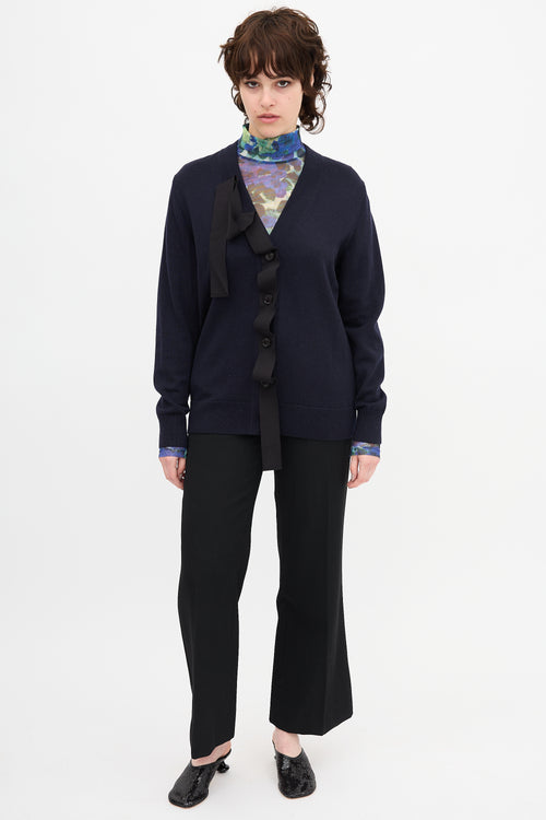 Dries Van Noten Wool Grosgrain Ribbon Cardigan
