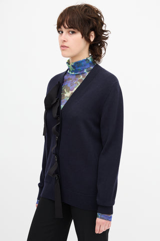 Dries Van Noten Wool Grosgrain Ribbon Cardigan