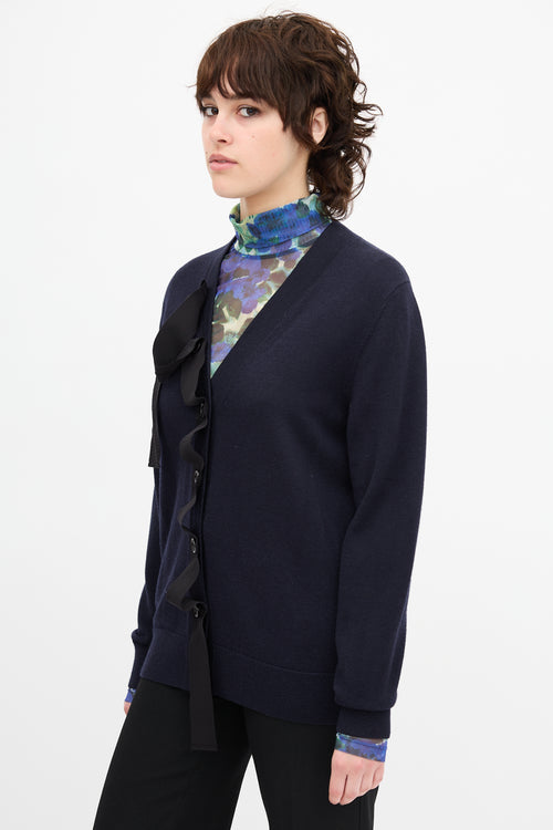 Dries Van Noten Wool Grosgrain Ribbon Cardigan