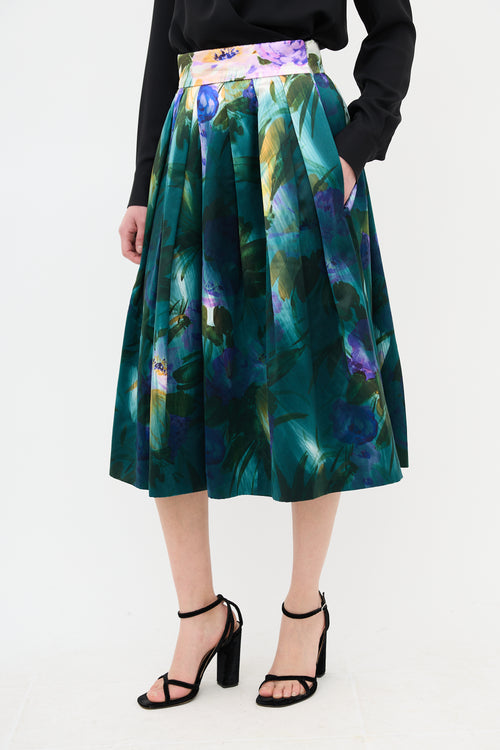 Dries Van Noten Floral Pleated Skirt