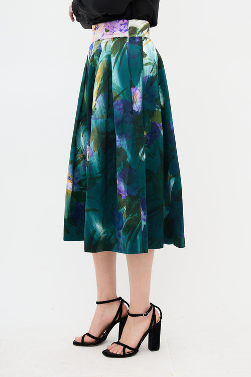 Dries Van Noten Floral Pleated Skirt