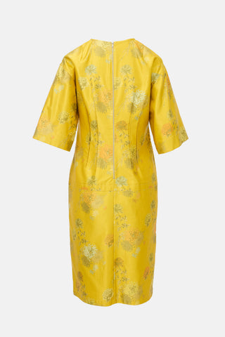 Dries Van Noten Satin Floral Midi Dress