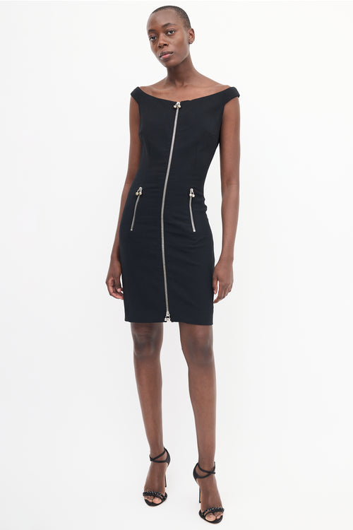 DSquared2 Black Wool Zip Sleeveless Dress