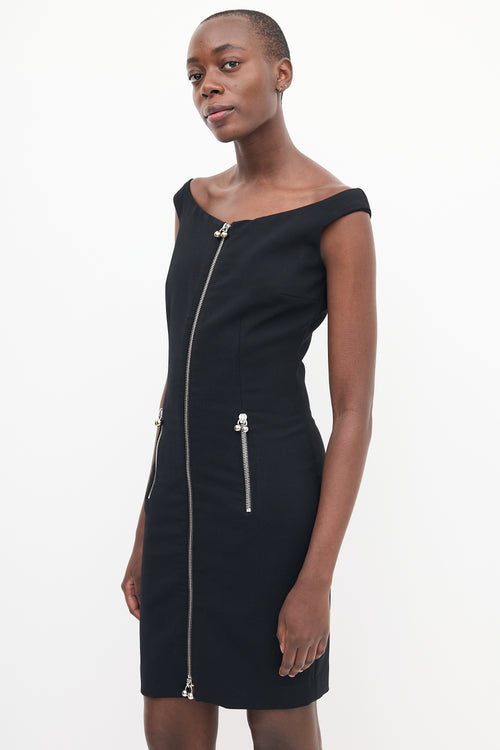 DSquared2 Black Wool Zip Sleeveless Dress