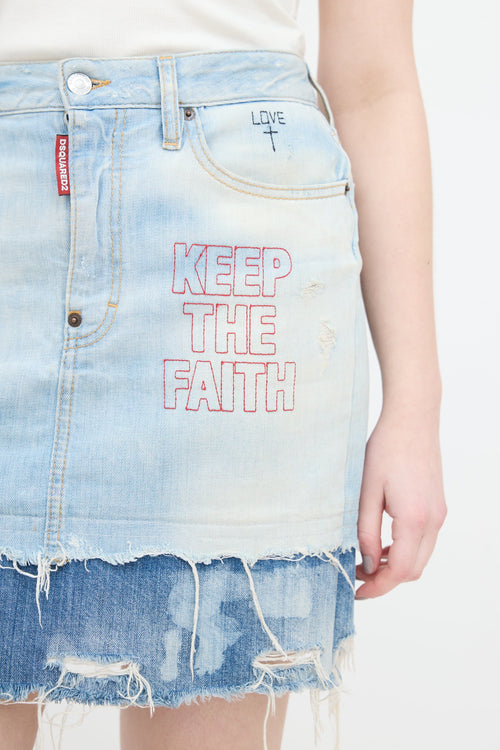 DSquared8 Embroidered Denim Skirt
