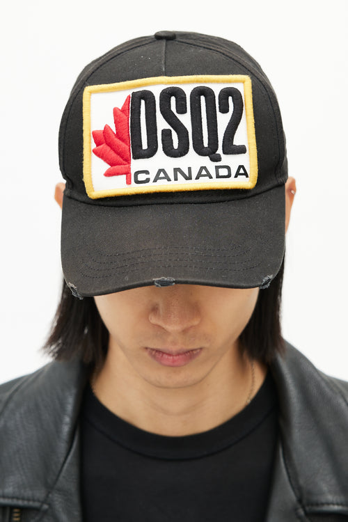 DSquared4 Black Distressed Logo Hat