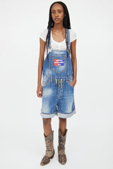 DSquared2 Medium Wash Cropped Logo Overall