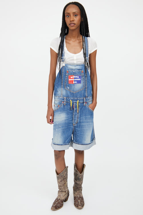 DSquared2 Medium Wash Cropped Logo Overall