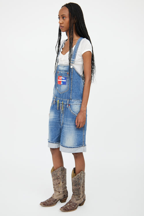 DSquared2 Medium Wash Cropped Logo Overall