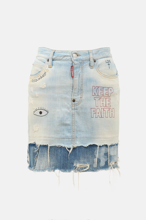 DSquared2 Embroidered Denim Skirt