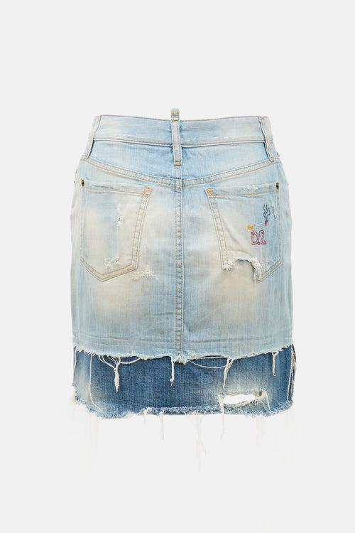 DSquared2 Embroidered Denim Skirt