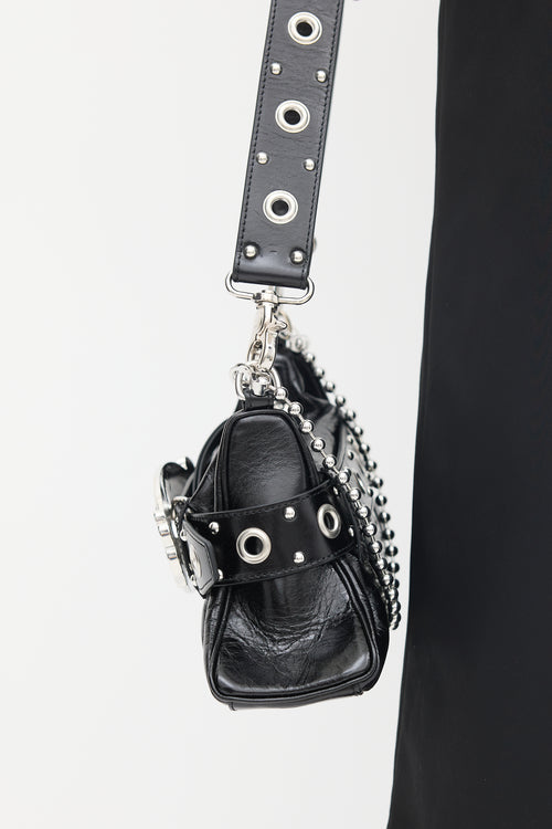 DSquared8 Black Leather Gothic Shoulder Bag