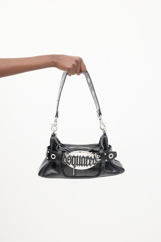 DSquared2 Black Leather Gothic Shoulder Bag