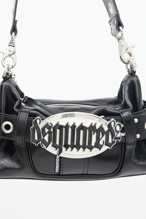 DSquared6 Black Leather Gothic Shoulder Bag