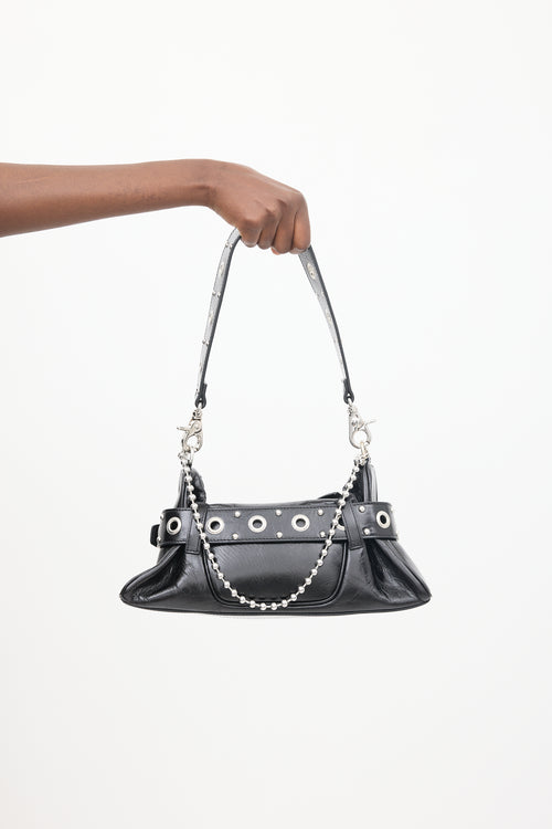 DSquared4 Black Leather Gothic Shoulder Bag