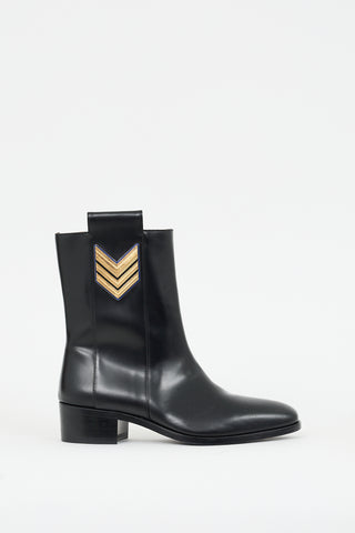 DSquared2 Black Leather Urban Officer Mid Calf Boot