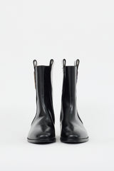 DSquared2 Black Leather Urban Officer Mid Calf Boot