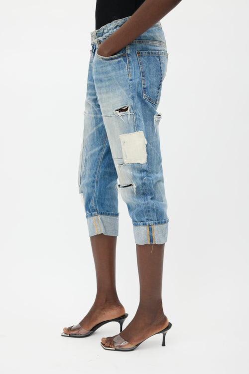 DSquared5 Blue Distressed Big Brother Jeans