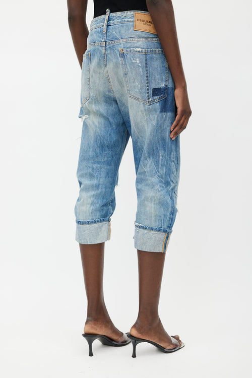 DSquared7 Blue Distressed Big Brother Jeans