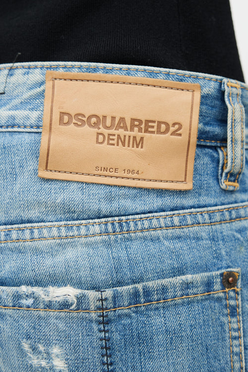 DSquared8 Blue Distressed Big Brother Jeans