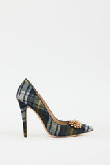 DSquared2 Navy & Multi Plaid & Brooch Pump