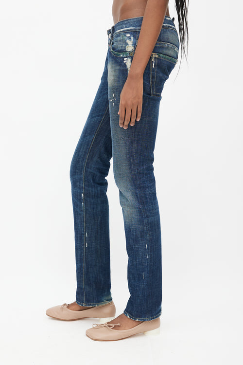 DSquared2 Blue Low Rise Slim Denim Jeans