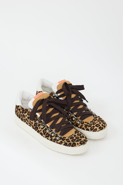 DSquared2 Brown & Black Hair & Leather Printed Sneaker