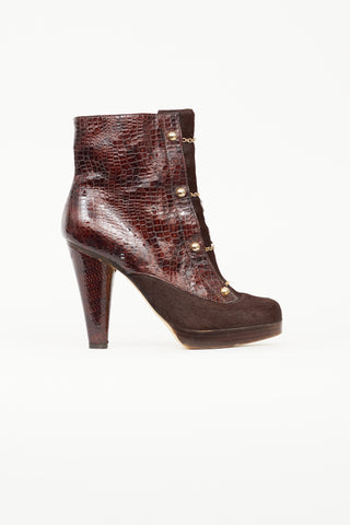 DSquared2 Brown Leather & Hair Ankle Boot