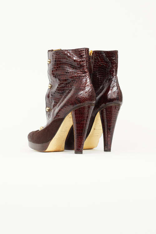 DSquared5 Brown Leather & Hair Ankle Boot