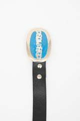 DSquared2 Distressed Leather Logo Plaque Belt