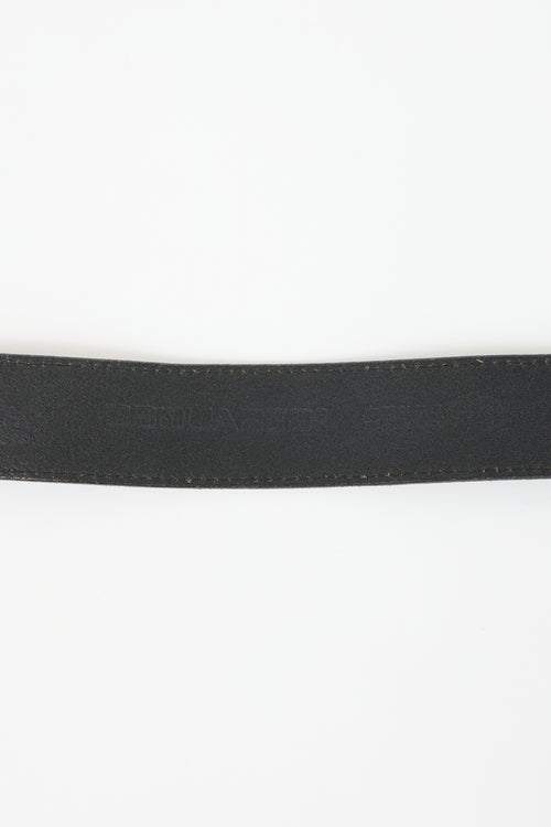 DSquared2 Distressed Leather Logo Plaque Belt