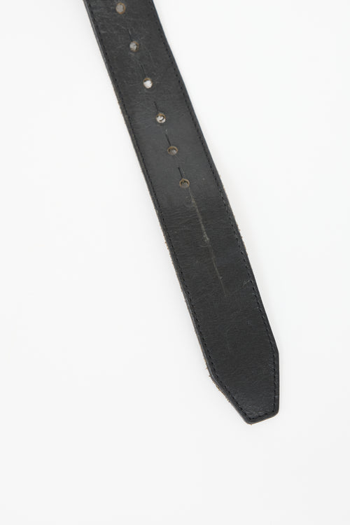 DSquared2 Distressed Leather Logo Plaque Belt