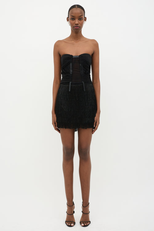 dsquared2 strapless mini dress Vintage DSQUARED2 Black Silk Corset Strapless Mini Dress, Made in Italy