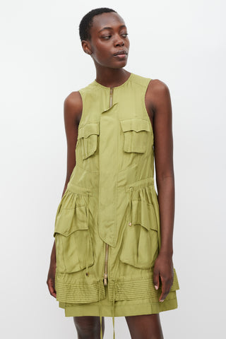 DSquared2 Green Silk Cargo Pocket Dress
