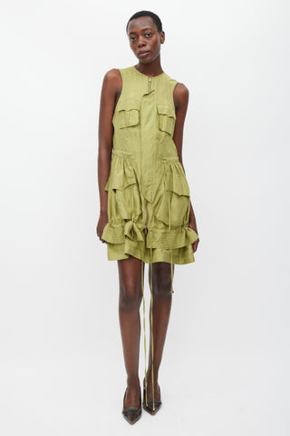 DSquared3 Green Silk Cargo Pocket Dress