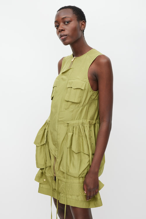 DSquared4 Green Silk Cargo Pocket Dress