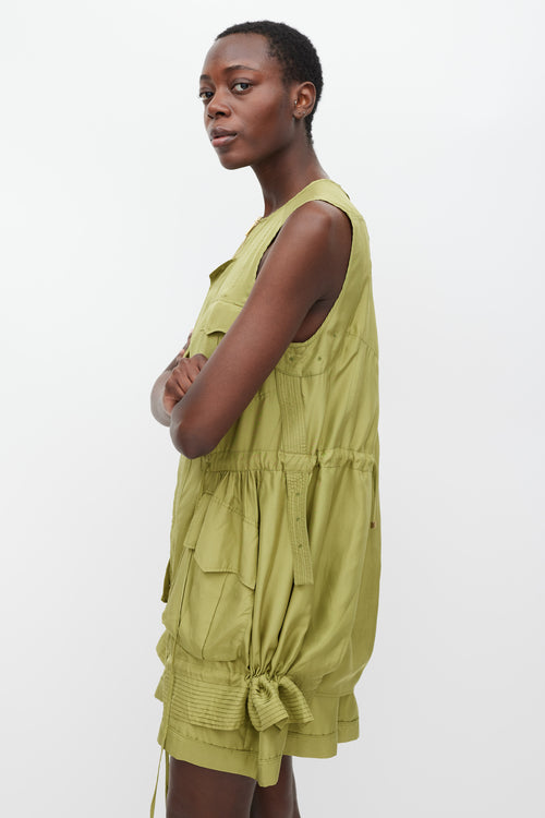 DSquared5 Green Silk Cargo Pocket Dress