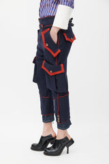 DSquared2 Navy & Red Cropped Tapered Trouser