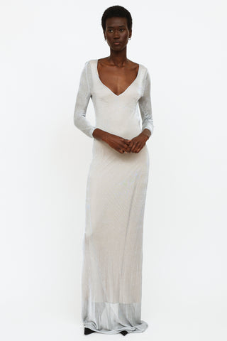 DSquared2 Silver Sparkly Knit Gown