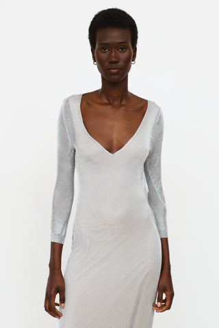 DSquared3 Silver Sparkly Knit Gown