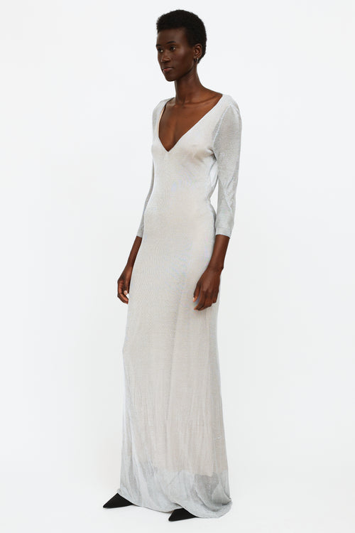 DSquared5 Silver Sparkly Knit Gown